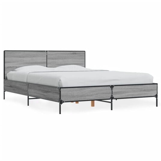  Sengeramme grå sonoma 140x200 cm konstruert tre og metall 8721102612961