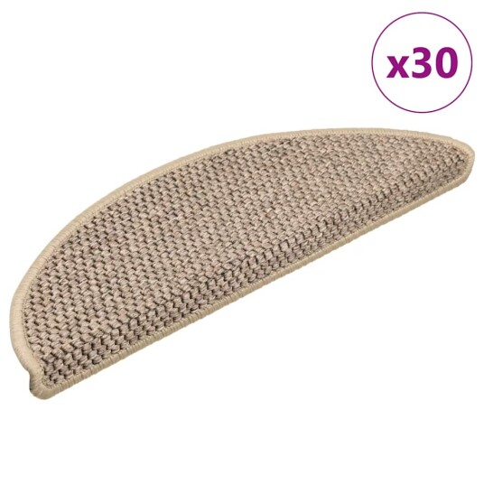 Selvklebende trappematter sisal 30 stk 56x17x3 cm mørk beige 8721288459855