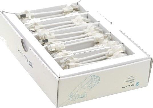 Wirewin Slim Cat6A U/FTP 0.1m hvit 50 pack SLIM LS K6A 0.1 WT 50