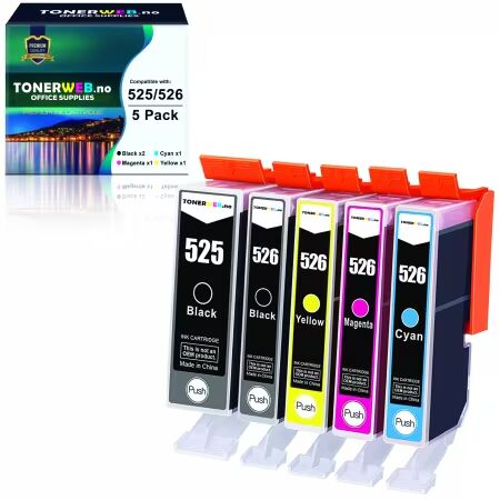 Canon Blekkpakke 5 stk. PGI-525BK/CLI-526BK/C/M/Y - Erstatter (19,4 ml/4x9 ml)