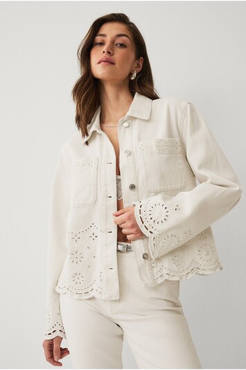 Ellos Collection Jakke med broderie anglaise Hvit