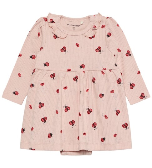 Minymo Body Dress Ls Aop Rib Pink 62