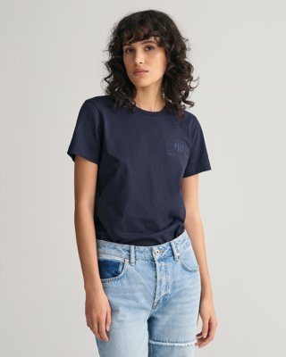 T-skjorte med ensfarget Archive Shield-logo EVENING BLUE L