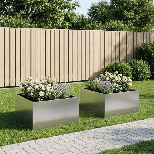 vidaXL Hageblomsterpotte 2 stk. Sølv 100 x 100 x 40 cm
