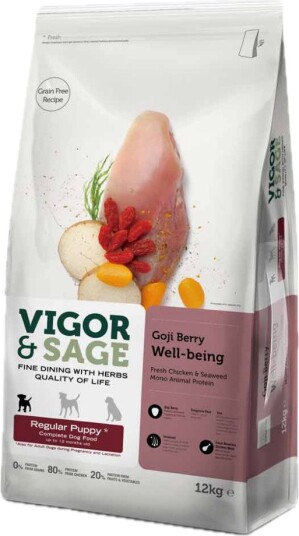 Vigor & Sage Well-Being Goji Berry Puppy Valpefôr 12 kg Vigor & Sage Well-Being Goji Berry Puppy Valpefôr 12 kg