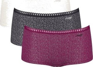 Sloggi Truser 3P GO Crush Hipster Shorts Rosa/Svart bomull XX Large Dame