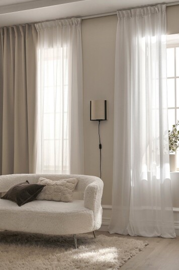 Ellos Home   Gardin med multibånd Penny 2 pakning   Hvit