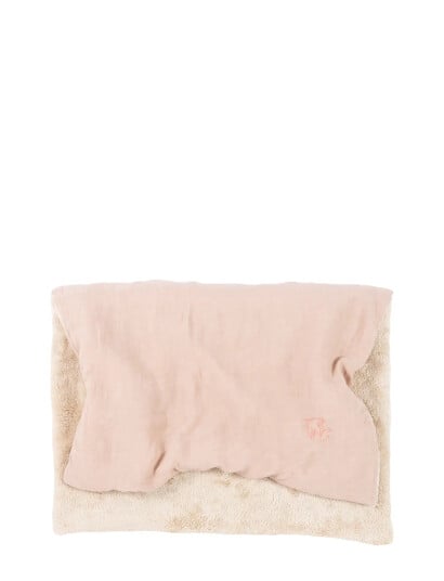 NOBODINOZ Embroidered Winter Blanket L1N0 In French Linen - Pink - ONE SIZE NOBODINOZ Embroidered Winter Blanket L1N0 In French Linen - Pink - ONE SIZE