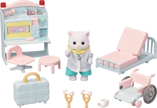 Sylvanian Families Doktorsett med kattfigur og tilbehør, 5 deler Sylvanian Families Doktorsett med kattfigur og tilbehør, 5 deler
