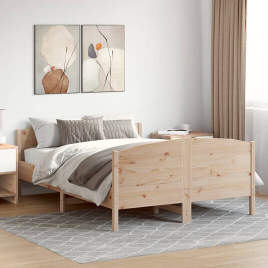 vidaXL Sengeramme med hodegavl 140x190 cm heltre furu 8721012430228