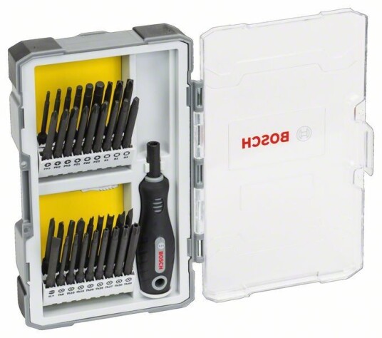 Bosch 37 - Delers Skrutrekkersett Med Håndtak Ph, Pz, Sl, Th, Tq, H, Tw, Sp, R Og Bitsholder Bosch 37 - Delers Skrutrekkersett Med Håndtak Ph, Pz, Sl, Th, Tq, H, Tw, Sp, R Og Bitsholder