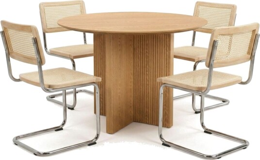 Edda spisegruppe rund 110 cm eik med 4 Build spisestoler Eik Edda spisegruppe rund 110 cm eik med 4 Build spisestoler Eik