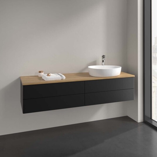 Villeroy & Boch Antao Servantskap med 4 skuffer 160x50x36 cm u/lys Sort Matt/Eik Villeroy & Boch Antao Servantskap med 4 skuffer 160x50x36 cm u/lys Sort Matt/Eik