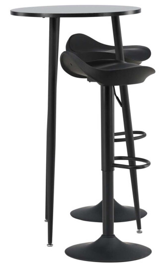 Venture Design Plaza & Adesto bargruppe Svart/svart 2 stoler & bord 60 cm