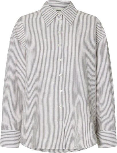 Selected Cleo Oversize Skjorte i Linmiks Hvit 36