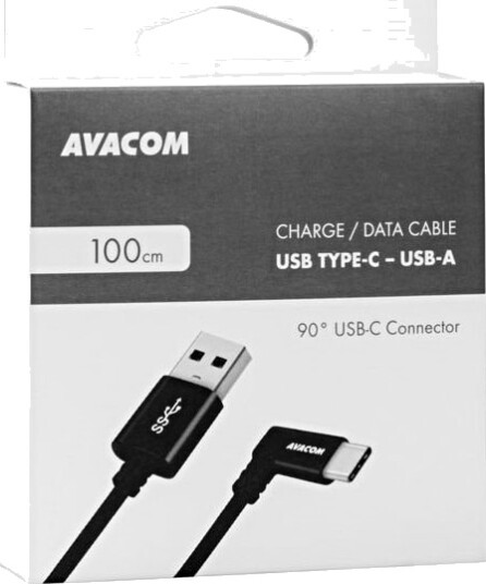 Avacom Duomenu Ir Usb-Kabel - Usb Type-C, 100 Cm, 90° Kobling, Svart