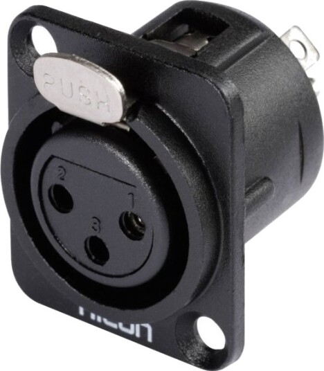 Hicon Hi-X3df-M Xlr-Kontakt Flensetilkobling Rette Poler: 3 Svart 1 Stk