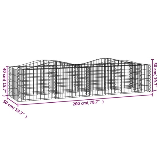 Buet gabion høybed 200x50x50 cm galvanisert jern Buet gabion høybed 200x50x50 cm galvanisert jern