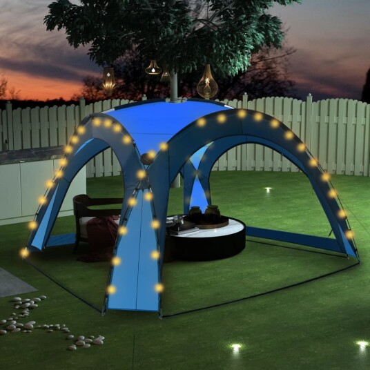 vidaXL Partytelt med LED og 4 sidevegger 3,6x3,6x2,3 m blå vidaXL Partytelt med LED og 4 sidevegger 3,6x3,6x2,3 m blå