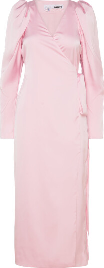 ROTATE Birger Christensen Satin Midi Wrap Dress - Pink - 34 ROTATE Birger Christensen Satin Midi Wrap Dress - Pink - 34