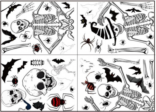 Veggdekorasjoner med halloweenmotiv Dødsdaller 35x25