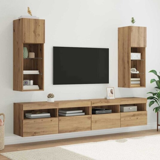 Vegghengte TV skap 2 pcs Artisan Eik 30,5 x 30 x 90 cm Vegghengte TV skap 2 pcs Artisan Eik 30,5 x 30 x 90 cm