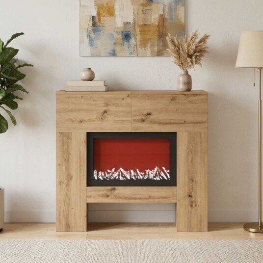 vidaXL Elektrisk peis Artisan eik 100 x 24,5 x 90 cm Konstruert tre