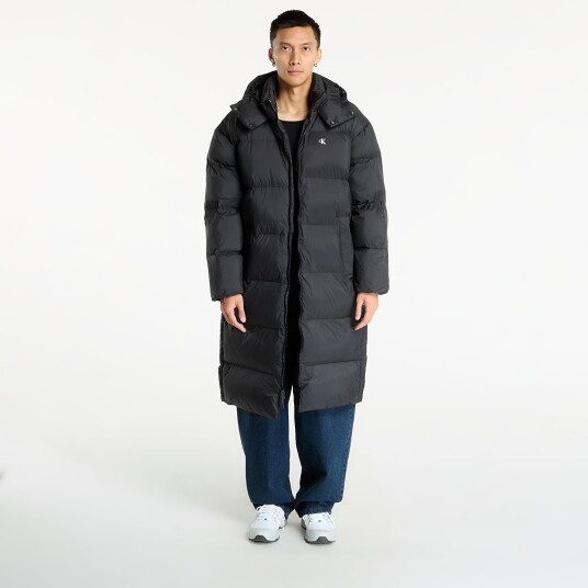 Calvin Klein Jeans Ls Long Length Hooded Nylon Puff - Black - M