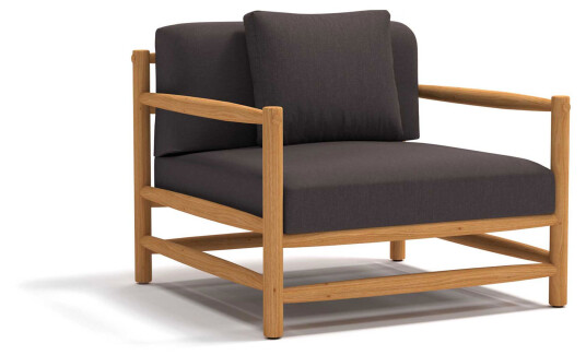 Skargaarden Saltholm lounge lenestol Teak med gråbrun pute Natur Skargaarden Saltholm lounge lenestol Teak med gråbrun pute Natur
