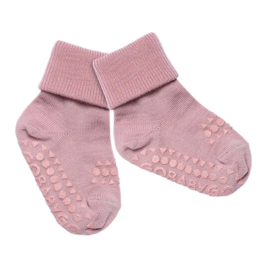 GObabyGO non slip socks merino wool – rose blush 1 2år