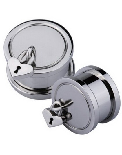 Piercing Plugg med Hjerteformet HengelåStål 14 mm