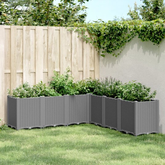 Plantekasse lysegrå 160x160x53 cm PP