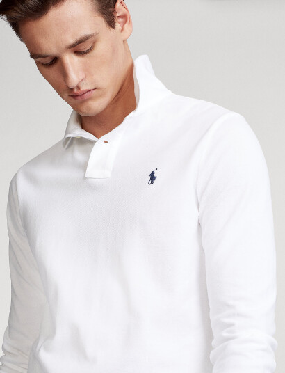 Polo Ralph Lauren Custom Slim Fit Mesh Polo Shirt - White - S Polo Ralph Lauren Custom Slim Fit Mesh Polo Shirt - White - S