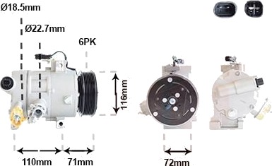 AC-kompressor VAN WEZEL 1801K707
