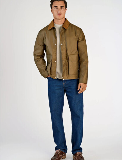 Lindbergh Field Jacket With Corduroy Collar Brown L Lindbergh Field Jacket With Corduroy Collar Brown L