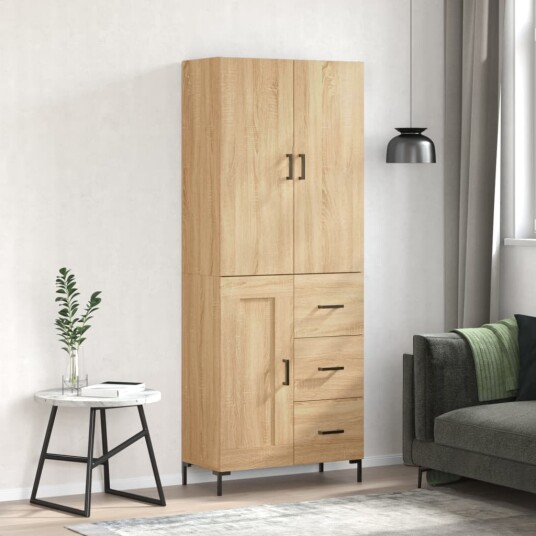 vidaXL Highboard sonoma eik 69,5x34x180 cm konstruert tre 8720845412630 vidaXL Highboard sonoma eik 69,5x34x180 cm konstruert tre 8720845412630