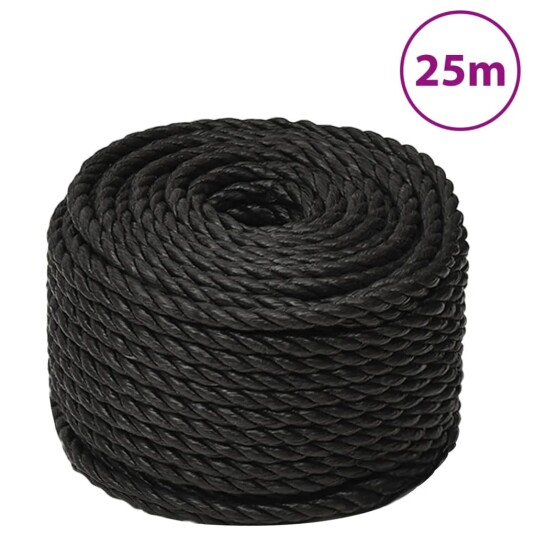 Arbeidstau svart 12 mm 25 m polypropylen