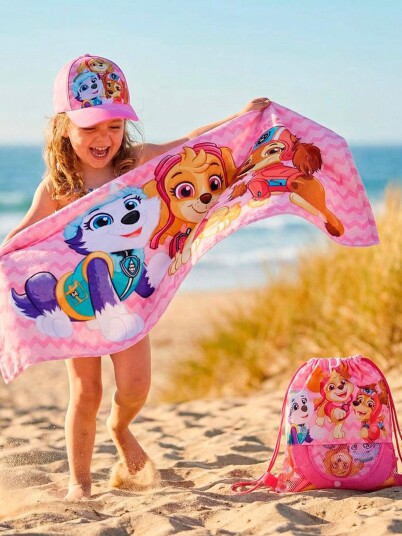 Paw Patrol Strandsett med Håndkle Caps &  Gympose Rosa