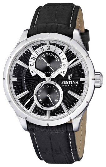 Festina Herreklokke F16573 3 Dress Sort/Lær Ø46 mm