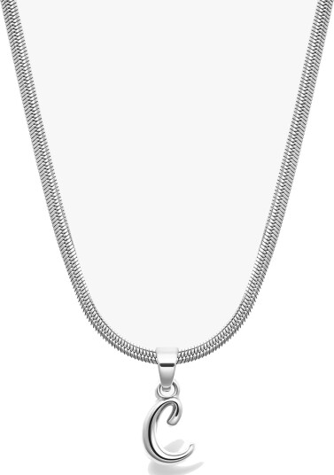 Who Is She Bone Letter Necklace Silver Sølv ONE SIZE