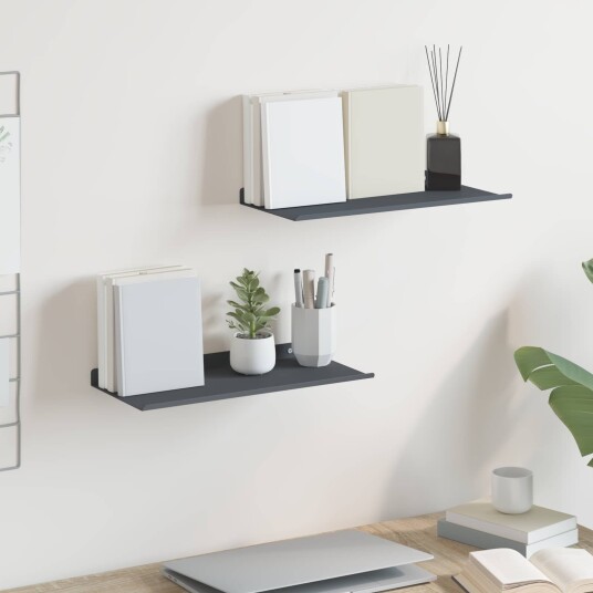 vidaXL Flytende hylle 2 pcs Antrasitt 40 x 18 x 2,5 cm Stål