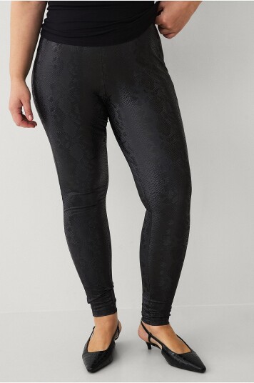 Zizzi Leggings Emana Long PU Leggings Svart
