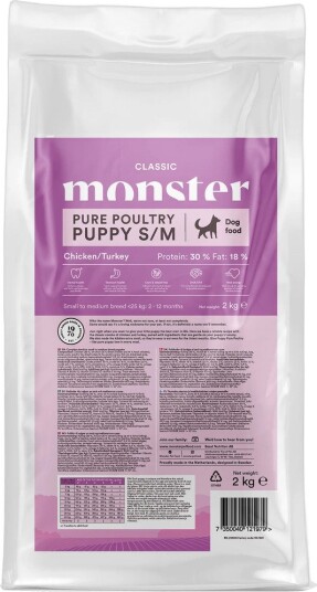 Monster Pet Food Puppy Tørrfôr Classic Pure Poultry 2 kg - Hundefôr for Små og Mellomstore Raser Monster Pet Food Puppy Tørrfôr Classic Pure Poultry 2 kg - Hundefôr for Små og Mellomstore Raser