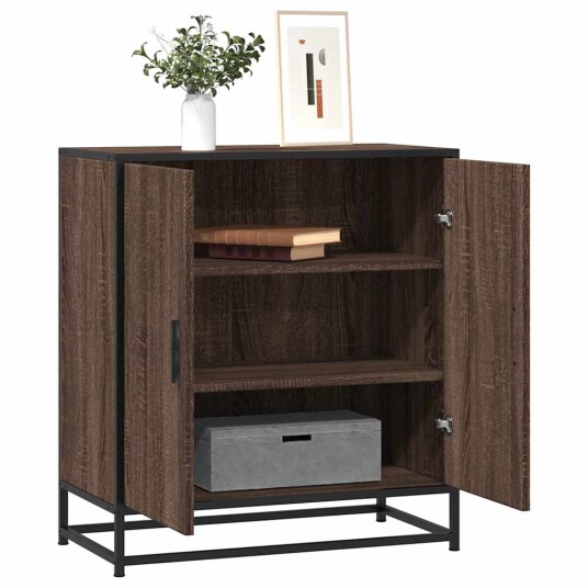 Skjenk brun eik 68x35x76 cm konstruert tre og metall 8721102840272