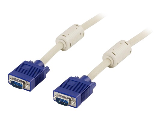Deltaco VGA-kabel HD-15 hann til hann 2m beige - Formstøpt