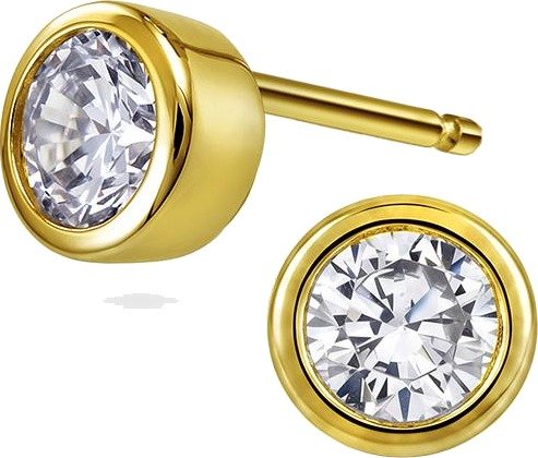 Pan Jewelry Øredobber i 925 forgylt sølv med zirkonia 4 mm