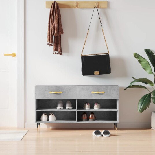 vidaXL Skobenk betonggr? 102x35x55 cm konstruert tre