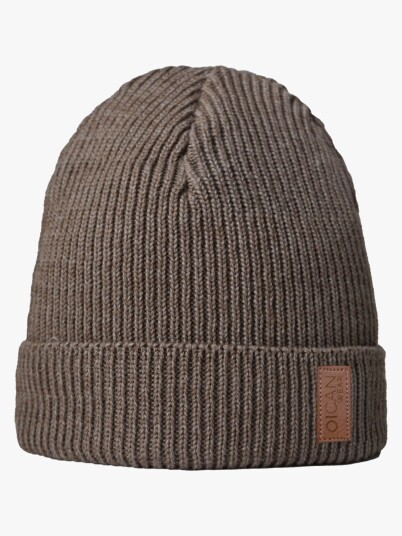 Oican Wear Strikket Lue med Hodebeskyttelse Merinomix Brown/Beige M