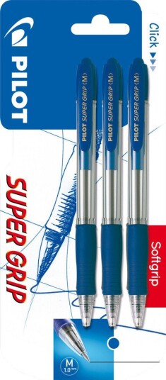 Kulepenn Pilot Super Grip M blå (3) Kulepenn Pilot Super Grip M blå (3)