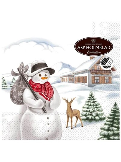 Asp Holmblad Servietter "Snowman & reindeer"